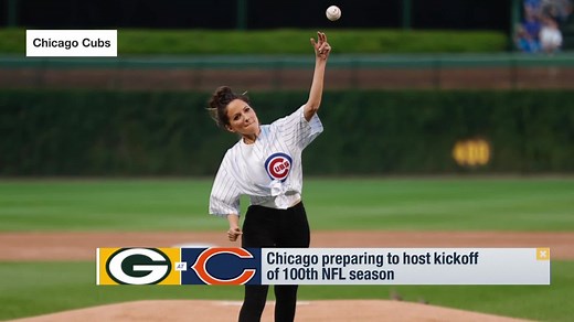 Kay Adams throws first pitch at Wrigley Field