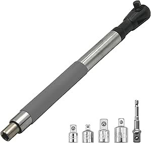 Offset Wrench Extender - 1/2" Drive Impact Wrench Adapter, Heavy-Duty Ratchet Extension for Tight Spaces, Fits Standard Sockets (Grey)