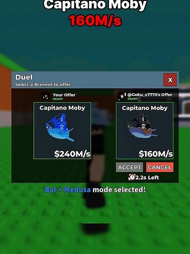 TODAY I WON DUEL CAPITANO MOBY 160M/S 😱🔥 | ROBLOX STEAL BRAINROT #shortsfeed #rutblox #roblox