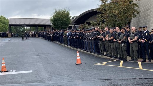 Hundreds of people come together for funeral of three fallen York County police officers
