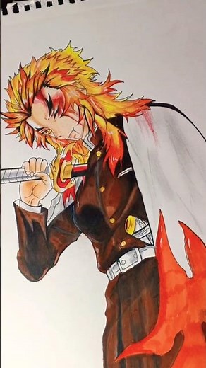 Rengoku kyujuro drawing from demon slayer ✨🔥 #demonslayer #rengoku