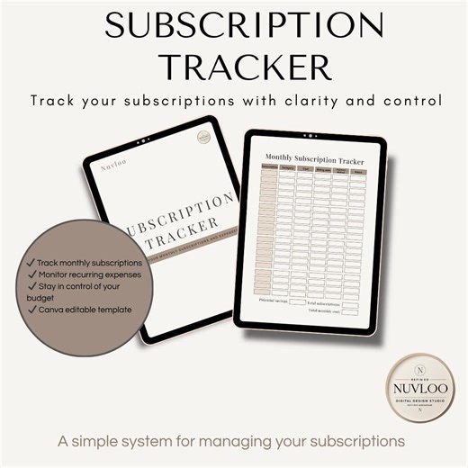 Subscription Tracker Printable | Bill Tracker | Monthly Expense Planner - Etsy