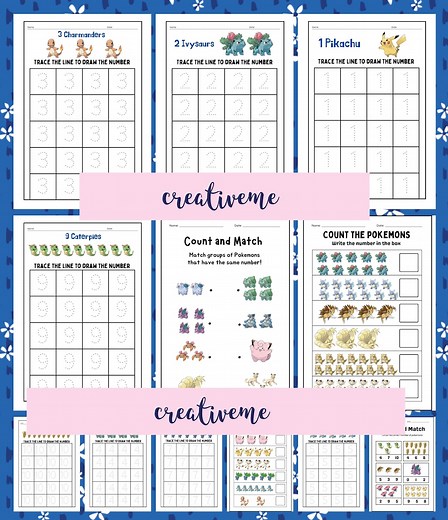 Pokemon Math Worksheets – Counting & Tracing 1-10 (digital Download) - Etsy Canada