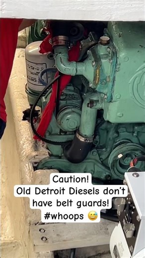 Engine room hazards on an old trawler! #boatlife #whoops #engineroom #fail #trawler
