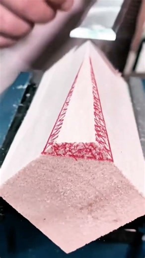 Precision Wood Carving Following Red Line Patterns with an Expert Chisel Technique Art Decor