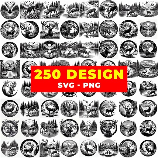 Deer Scene SVG Bundle | Elk & Forest Silhouette, Laser Cut Files - Etsy