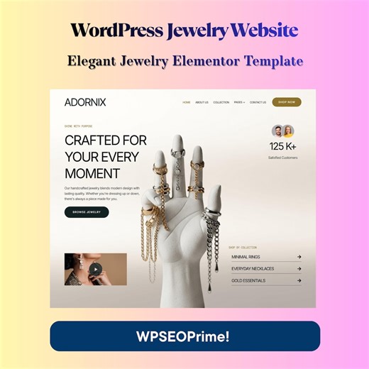 Jewelry Website Template, Elementor Wordpress Elegant Jewelry Website for Luxury Brand, Fashion Business, Shop & Modern Brand Design - Etsy