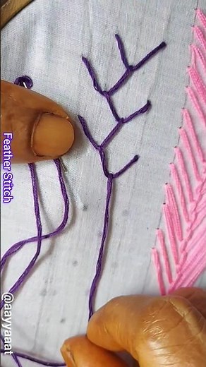 Feather Stitch Tutorial | Simple & Satisfying Hand Embroidery #shorts #stitch