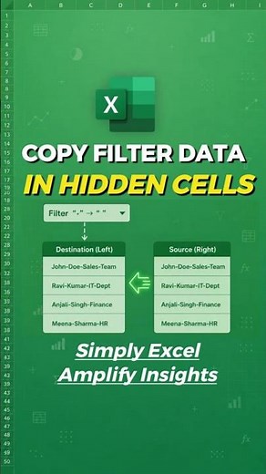 Copy Filtered Data in Hidden Cells 🔥 Right to Left in Excel #Excel #ExcelTips #Shorts