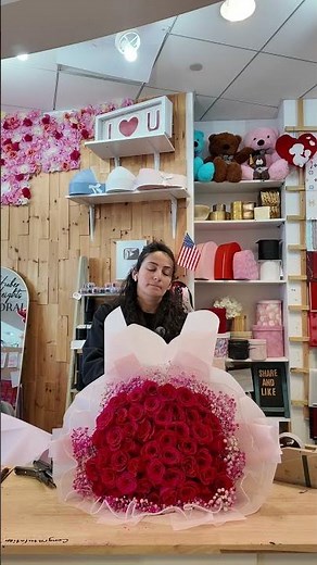 50 HOT PINK ROSES 💗. #fyp #roses #bouquet #flowers #florist