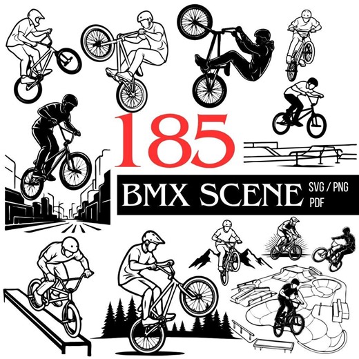BMX Line Art Bundle SVG PNG, Bike Trick Outline, Cricut Laser Cut Files - Etsy