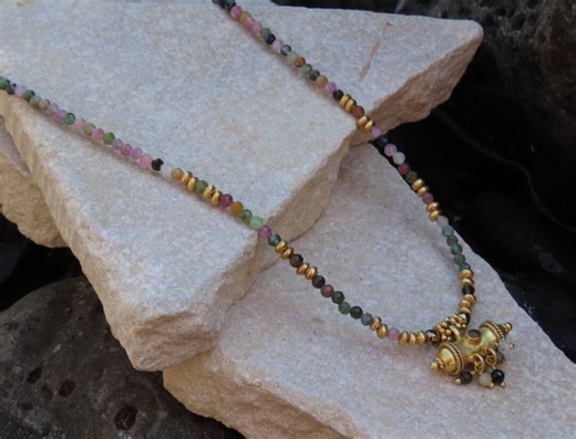 Gold Plated Taweez Protection Necklace | Tourmaline Bead Talisman Pendant | Handmade Indian Spiritual Jewellery Gift Idea for Her - Etsy Australia