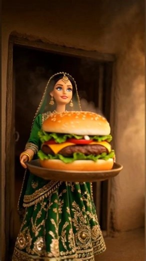 Miniature Bride Cooking Giant Burger in Rainy Village 🌧️🍔 | Miniature Doll Cooking