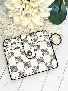 Checkered Card Holder Wallet With Keyring - Etsy