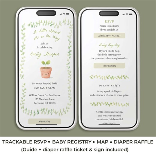 Little Sprout Baby Shower Digital Invitation Website With RSVP - Etsy