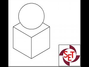 Isometric projection of a sphere over a cube using Solid Edge