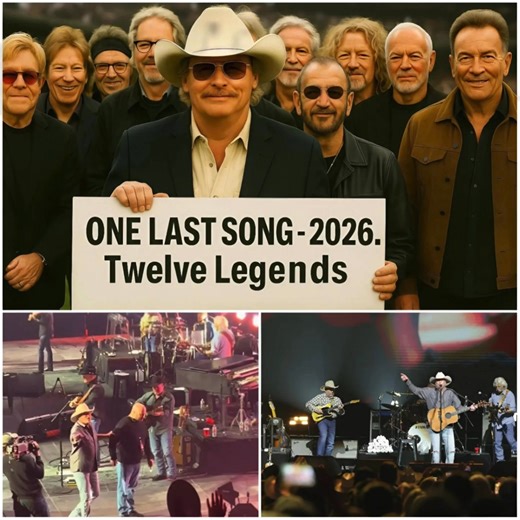 ONE LAST SONG – 2026 Twelve music legends. One stage. One unforgettable farewell. Alan Jackson, alongside Ringo Starr, Eric Clapton, Elton John, Mick Jagger, Keith Richards, Roger Daltrey, Pete Townshend, David Gilmour, Brian May, Robert Plant, and Bruce Springsteen, will unite for a once-in-a-lifetime tour marking the final chapter of music’s golden era. This isn’t just a concert — it’s the celebration of a movement that defined generations, carried the dreams of youth, and gave the world anthe
