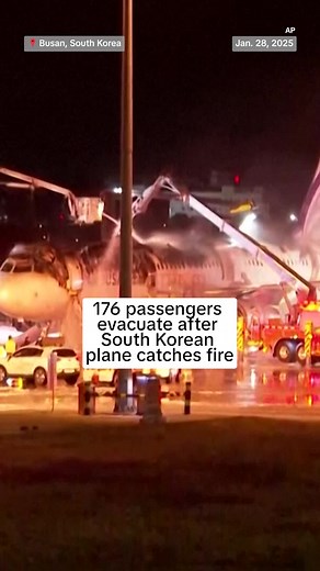 176 passengers were forced to evacuate an Air Busan flight ready for takeoff after the plane suddenly caught fire.