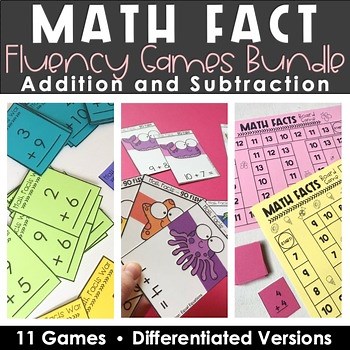 Math Facts Fluency Games and Activities Bundle - Addition and Subtraction Facts