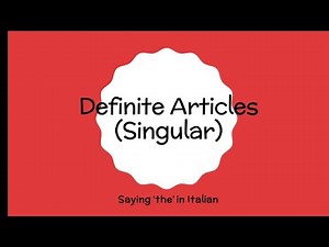Definite Articles Singular