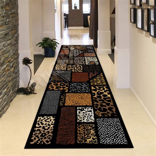 Modern Tiger Print Runner Rug, Non-slip Cotton Base - Etsy