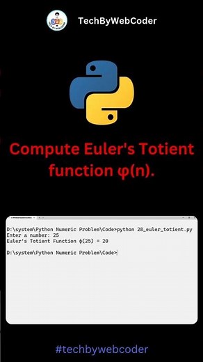 Day 28: Euler's Totient Function Number in Python
