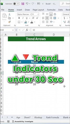 How to Create Trend Indicators in Excel | Green Up Red Down Arrows #Shorts