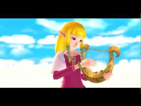 Legend of Zelda Skyward Sword HD - Zelda fully playing the harp in realtime