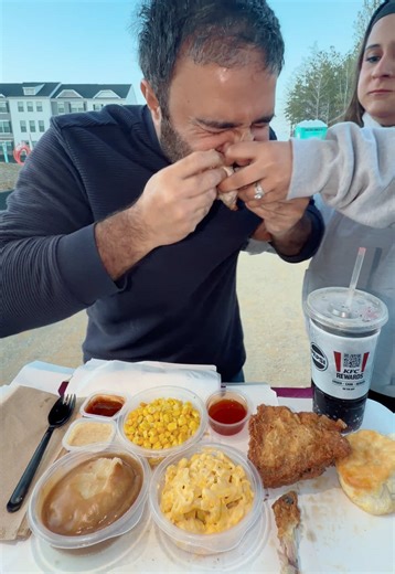 Not me yanking the chicken out his mouth. What happened to eating the sides? 😡 @Mai Khan @Mai_eats @Baby Maya also the hoodies are from @In Print We Trust and you can use my code: MAIYAAZI for 10% off. The link is in my bio 🫶 #rockpaperscissors #husbandwife #rockpaperfoodchallenge #foodchallege #inprintwetrust