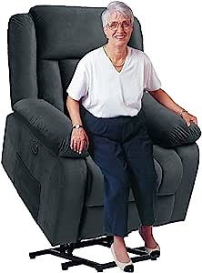URRED Power Lift Recliner Chairs for Elderly - Living Room Electric Recliner Lift Chairs for Elderly with Massage and Heating/Remote Control / 2 Side Pockets/USB Ports