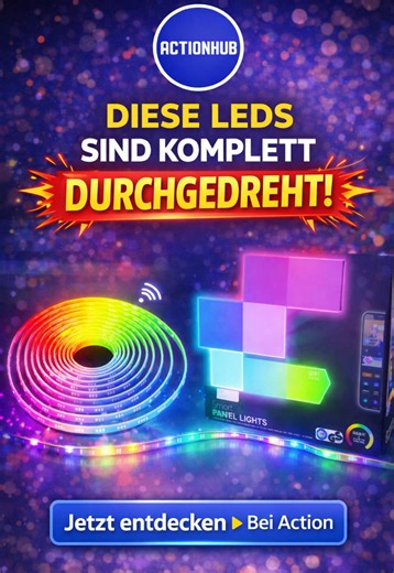Die LED-Teile sind komplett geisteskrank 😳🔥 Smart LED Strip. Smart Panel Lights. App-Steuerung. Farbwechsel. Stimmung auf Knopfdruck. Gaming-Room? Wohnzimmer? Schlafzimmer mit Kino-Vibes? Action liefert hier Smart-Home-Feeling zum Discounter-Move 💡 Ganz ehrlich: Für das Geld kriegst du sonst nicht mal ’ne normale Lampe. 👉 Speichern bevor es weg ist 👉 Folgen für die nächsten Deals 👉 Kommentar: Strip oder Panel? #action #actiondeals #smarthome #ledlights #actionhub