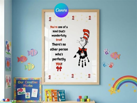 Cat in the Hat Handprint Craft, Dr. Seuss Art, Read Across America Activity (digital Download) - Etsy