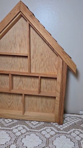 Vintage Wooden House Curio Shelf | House-shaped Trinket Display | Shingle Roof | 8 Compartments - Etsy