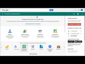 Panel de configuración en Google Workspace