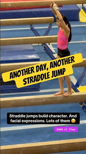 Beam Straddle Jump: The Face Says It All 😭 #BeamLife #gymnasticslife #NotMyFavDrill #BeamStruggles