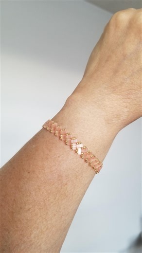 Silk Pale Coral and Gold Tennis Bracelet, Pale Salmon Pink - Etsy