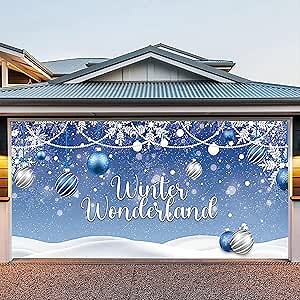 sixyoury 7 x 16 ft Garage Door Christmas Decorations, 2023 Christmas Garage Door Banner Large Xmas Backdrop Garage Door Decorations Outdoor Christmas Garage Door Decor Mural Holiday Decorations