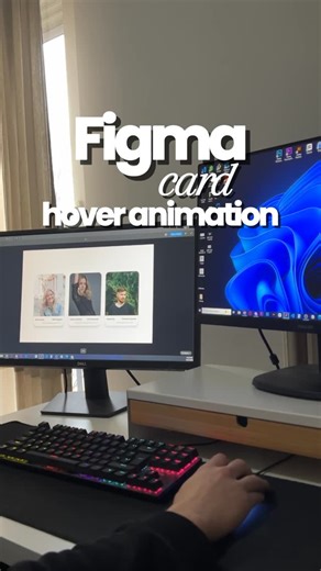 ALEX on Instagram: "Figma card hover animation ✨ Simple but effective hover effect in Figma. On hover, the image slides up and reveals a second photo — perfect for profile cards. Clean motion, better interaction. #figma #figmadesign #figmaanimation #uiux #uidesign"