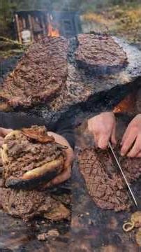 Steak Cooked on Stone Over Open Fire 🔥