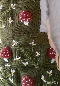 Handmade Knitted Mushroom Apron: Embroidered Green Kitchen Apron - Etsy