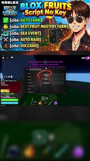 BLOX FRUITS Script No Key AUTO FARM, BEST FRUIT MASTERY FARM, SEA EVENT, AUTO RAID, VOLCANO