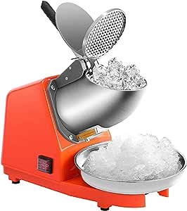 VIVOHOME Electric Dual Blades Ice Crusher Shaver Snow Cone Maker Machine Orange 143lbs/hr for Home and Commerical Use