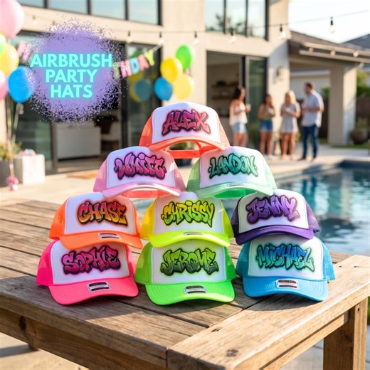 Custom Birthday Party Hats, Personalized Name Hats for Kids, Airbrush Style, Birthday Party Favors, Bday Party Sports Team Soccer Hats - Etsy