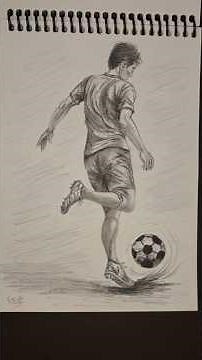 Short tutorial video of drawing man playing football