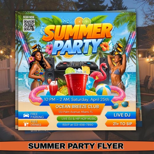Summer Party Flyer Canva Template | Pool Party Flyer | Beach Event Flyer | Day Party Invite | Summer Event Flyer Instant Download - Etsy