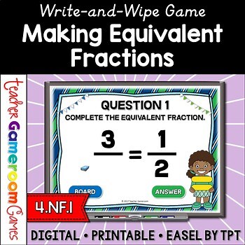 Equivalent Fractions Powerpoint Game | No Prep Digital Resources | Fraction Game