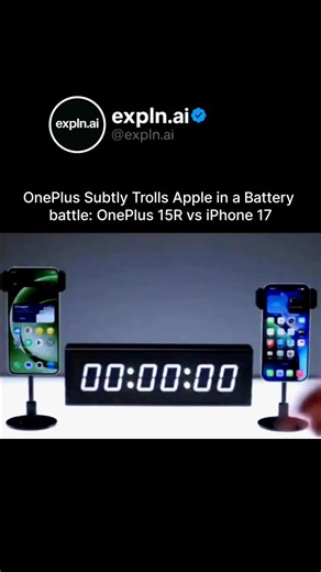 Explained. on Instagram: "OnePlus quietly throws shade at Apple by putting battery endurance to the test. A real-world comparison between OnePlus 15R and iPhone 17 shows how battery efficiency, optimization, and charging strategy make a noticeable difference over time. In a real-world battery drain test, OnePlus takes a subtle jab at Apple by comparing the OnePlus 15R with the iPhone 17. Without flashy claims, the test highlights differences in battery capacity, power efficiency, and software op