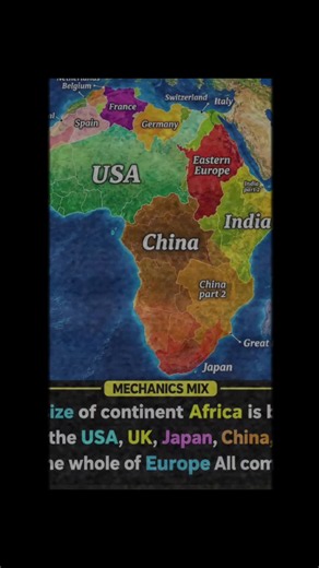 🌍 Africa’s Incredible Size — A Map That Changes Your Perspective! Did you know that Africa is so large that several major countries and regions can fit inside its area? 🌍 This fascinating map gives a visual comparison of Africa with the USA, China, India, Japan, the UK, and parts of Europe, making it much easier to understand the true scale of the African continent. Maps can sometimes make countries and continents look very different from their actual size because of projection and placement. 