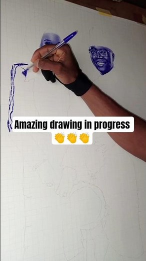 Realistic Pen Drawing in Progress | Ballpoint Pen Art