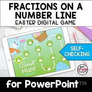 Easter Fraction Number Lines Digital Math Game for PowerPoint ™